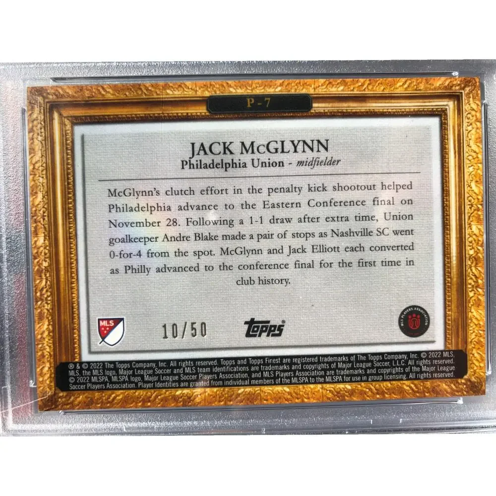 2022 Topps Finest MLS PITCHuresque Gold Refractor #P-7 Jack McGlynn /50 PSA 10